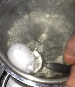 Ei im Topf platzieren